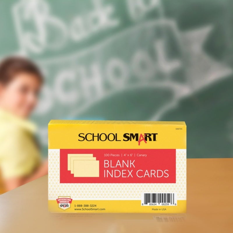 School Smart Unruled Index Cards, 4 x 6 Inches, Canary, Pack of 100 - Image 5